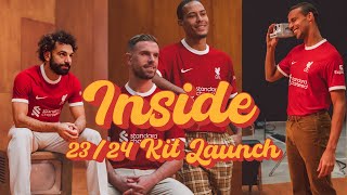 Inside Kit Launch Konate Salah amp Robbo show us around the newlook 2324 Liverpool FC home kit [upl. by Salis991]