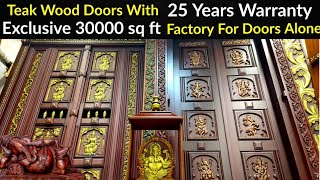 தேக்கு மர கதவுகள் With 25 Years Warranty In Chennai Arya Bhangy Main Door Designaryabhangydoors [upl. by Heddi]