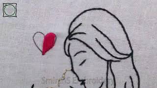 Mother and Child Embroidery Design Embroidery for Begginers [upl. by Eesac365]