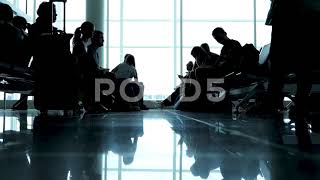 Airport Lounge  Passengers In Waiting Area At Departure Gate  4k Stock Footage [upl. by Chloe100]