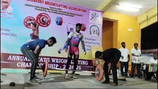 Ilanthamizhan at Puducherry state weightlifting championship 202425 [upl. by Ydnelg]