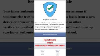 How to locked Facebook Id for enable twofactor authentication problem solved facebook2factor [upl. by Keiryt80]