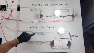 2 Formas de conectar los Interruptores de 3 vías Método de Cortocircuito VS Método de Puentes [upl. by Einatirb]