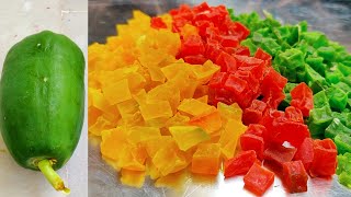 Tutti Frutti Recipe  How To Make Tutti Frutti With Papaya  Candied fruit Papaya  Indian Sweets [upl. by Oznohpla]