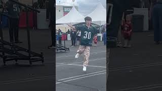 CJ Seidelmann killing it even with a cast on  Football Fest for Philadelphia Eagles boysdancetoo [upl. by Eeima]