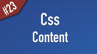 Learn Css in Arabic 23  Content  How to Add it to Elements  Css 2 [upl. by Roer296]