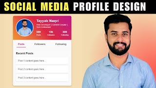 social media profile design html css  profile card html css  web development [upl. by Siekram]