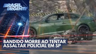 Troca tiros termina com policial baleado e ladrão morto  Brasil Urgente [upl. by Nine]