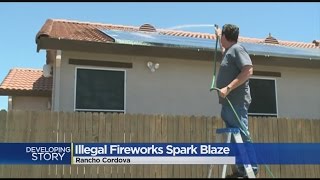 Homeowners Help Stop Fire Started By Illegal Fireworks In Rancho Cordova [upl. by Treve]