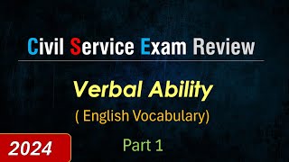 PH Civil Service Exam CSE  Verbal Ability  English Vocabulary part 1 [upl. by Dorette]