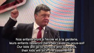 Porochenko à propos du Donbass quotLeurs enfants resteront dans les cavesquot engamp français [upl. by Ecirtnom661]