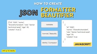 JSON Formatter and Beautifier in HTML CSS and JavaScript  SharathchandarK  JSON Minify [upl. by Mighell]