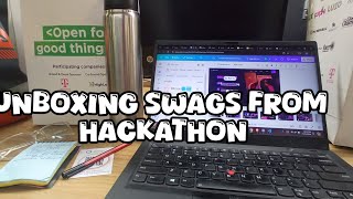 What I got from largest women hackathon💻Unboxing swags 👕🎁 hackathon chhalaang womenintechitgirl [upl. by Oiretule]