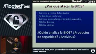 David Barroso  Infección en BIOS UEFI y derivados Rooted CON 2015  ESP [upl. by Luana946]