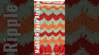 MALIBU RIPPLE Afghan Beginner Crochet 2 ROW REPEAT Pattern Crochet Blanket Yarn Knit Hook EASY SKILL [upl. by Thesda546]