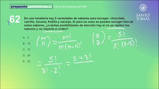 Pregunta 62  Ensayo Nacional PDT Matemática Santo Tomás [upl. by Braunstein]