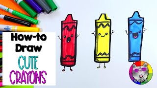 How To Draw Cute Crayons for Preschool Primary Colors Back to School StepByStep Drawing Tutorial [upl. by Rosenstein278]