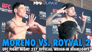 Brandon Moreno vs Brandon Royval 2 Official WeighIn Highlights  UFC Fight Night 237 [upl. by Stockwell991]