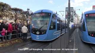 SL Tram Tvärbanan opening day Sundbyberg centrum Stockholm 27 October 2013 [upl. by Ecnaiva]