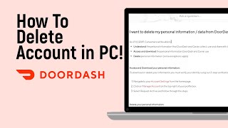 How to Delete Doordash Account in PC easy [upl. by Anitel]