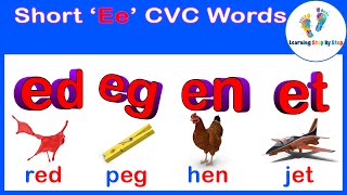 Learn to READ CVC Words  Short E Sound  Letter E Blending  Learning Step By Step [upl. by Samanthia]