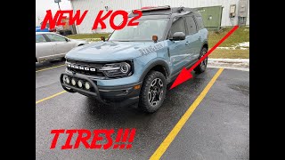 Lifted Ford Bronco Sport Gets New AT KO2 Tires  Alignment Fail [upl. by Sapers]