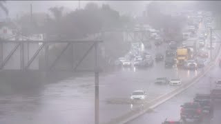 Flooding stops traffic on I15 North off of I5 near 32nd St [upl. by Ydahs]