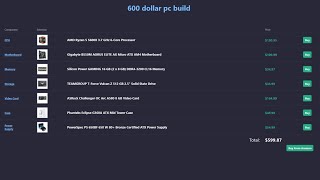 600  700 USD PCPartPicker list [upl. by Lehcsreh853]