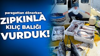 PARAGATTAN DÖNERKEN ZIPKINLA KILIÇ BALIKLARINI VURDUK [upl. by Pozzy]