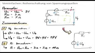 Reihenschaltung von Spannungsquellen vereinfachen  Quellspannung und Innenwiderstand [upl. by Nohsid]