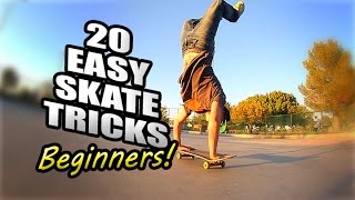 20 EASY SKATEBOARD TRICKS FOR BEGINNERS [upl. by Anneirda861]