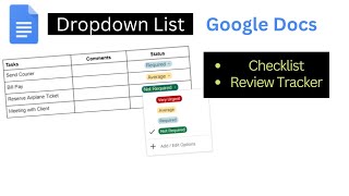 How to make Dropdown List Checklist in Google Docs  Review tracker in Google Docs [upl. by Kong]