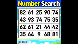 NumberSearch Brain exercise is a must if you get 7 questions wrong【Memory  brain game 】148 [upl. by Adehsar]