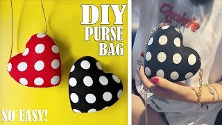 DIY HEART PURSE BAG TUTORIAL  Cute Dotted Mini Bag Design No Sew [upl. by Norac]