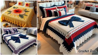 Crochet bedcover design model knitted with yarn Share ideas created by AI crochetbedsheets [upl. by Edya]