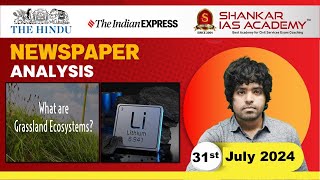 Newspaper Analysis July 31 2024 Shankar IAS Academy UPSC current Affairs  Prelims [upl. by Anitsrik]