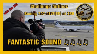 FANTASTIC SOUND ♫♫♫♫ Challenge Airlines BE OOACF Boeing 747 Jumbo at ZürichKloten with live ATC [upl. by Eelyma]