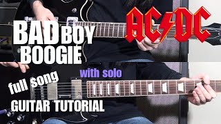 Guitar Tutorial  Bad Boy Boogie  ACDC  Full Song With Tabs  Solo Included [upl. by Saylor]