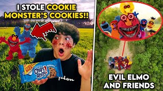 DRONE CATCHES EVIL ELMO AND FRIENDS IN REAL LIFE I STOLE COOKIE MONSTERS COOKIES [upl. by Hirasuna488]