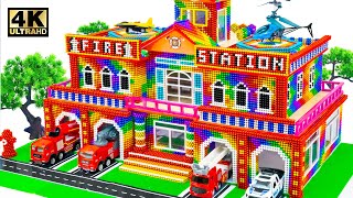 How I Build City Super Fire Station With Double Helipad On Rooftop From Magnetic Balls [upl. by Eiduam]