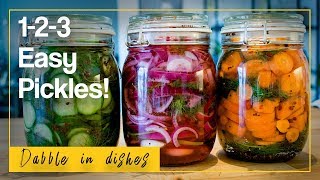 Super easy 123 pickle recipe Cucumber carrots amp onions [upl. by Ecyac783]