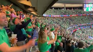 Ireland celebrate win over Scotland with Zombie The Cranberries Stade de France Paris 7102023 [upl. by Ahsyad25]