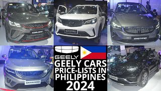 Geely Cars Pricelists in Philippines 2024  GX3 Pro amp Emgrand [upl. by Deering245]