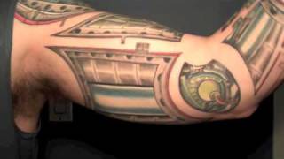 My biomechanical arm complete  tattoo by Justin Lewis [upl. by Triplett]