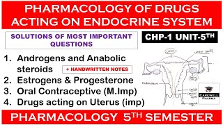 Solution Unit 5  Pharmacology of drugs acting on endocrine system complete  Pharmacology 5 sem [upl. by Calvina]