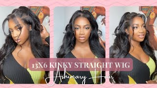 Ashimary Hair Review  13x6 Lace Frontal Kinky Straight Wig 24 [upl. by Nader]