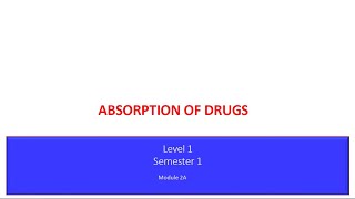 Lecture1  Absorption of drugs By Dr Elsayed Abdelhadi 2023  2024 [upl. by Lajet722]