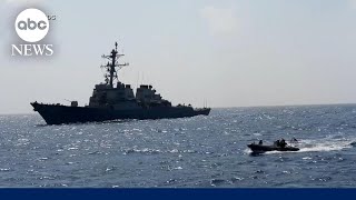 Navy says Yemen missile intercept is America’s 1st military action to defend Israel [upl. by Dorie]