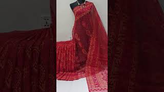 100 count bridal red jamdani saree [upl. by Lynnell299]