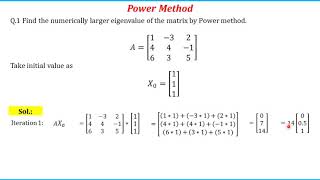 Numerical Method Eigen Value and vector calculation by Power Method [upl. by Aerdnu]